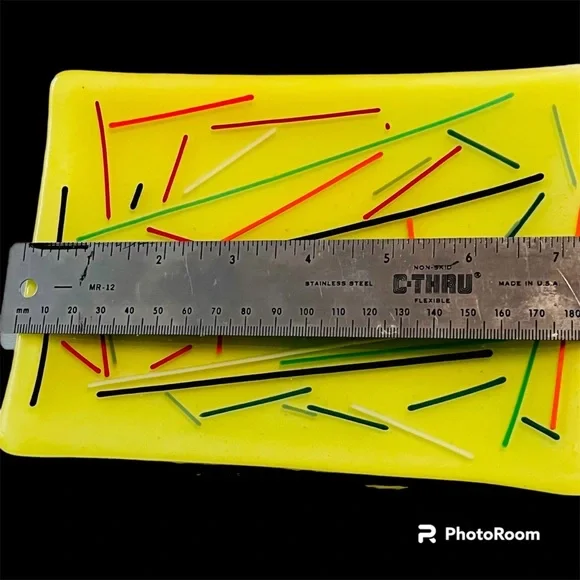 Art glass TRINKET DISH tray MCM inspired glass art Sushi - Picture 3 of 6